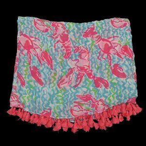 Lilly Pulitzer Riley Infinity Loop Rayon Lobstah Roll Tassel Fringe Scarf Pink